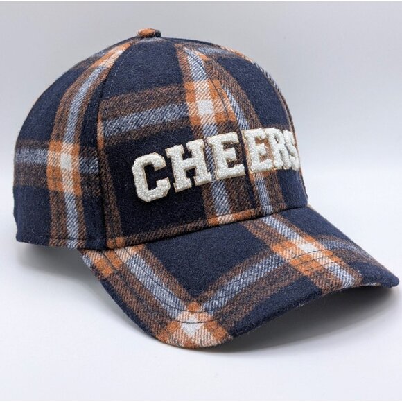 aerie Accessories - American Eagle Aerie Cheers Plaid Adjustable Strap Hat Cap Orange Blue Flannel